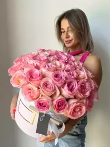 Photo of bouquet "Bouquet 51 Pink Roses Box “Silent Reverie” Ayia Napa" — Flower delivery in Ayia Napa, photo 1 of 2