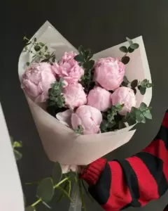 Photo of bouquet "Bouquet 7 Pink Peonies in Paper Wrapping “Blush Reverie” Ayia Napa" — Flower delivery in Ayia Napa, photo 1 of 1