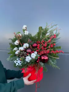 Photo of bouquet "Set Of Cotton 9 Rowan 5 Fir Branches 9 “Winter Reverie” In Ayia Napa" — Flower delivery in Ayia Napa, photo 1 of 1