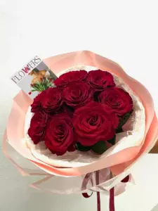 Photo of bouquet "Bouquet 9 Red Roses in Paper Wrapping “Scarlet Whisper” Ayia Napa" — Flower delivery in Ayia Napa, photo 1 of 2