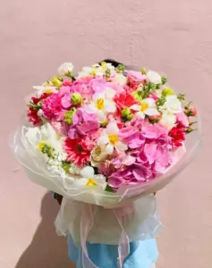 Photo of bouquet "Arrangement Hydrangea 3 Tulip 8 Eustoma 9 “Silent Reverie” Ayia Napa" — Flower delivery in Ayia Napa, photo 1 of 1