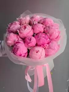 Photo of bouquet "Bouquet 13 Pink Peonies Paper Wrap “Blush Reverie” Ayia Napa" — Flower delivery in Ayia Napa, photo 1 of 1