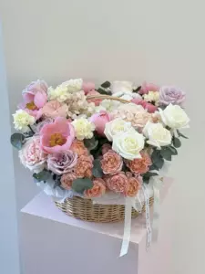 Photo of bouquet "Arrangement Peony Rose 33 Hydrangea Pink 3 Dianthus 7 “Whispering Dawn” in Ayia Napa" — Flower delivery in Ayia Napa, photo 1 of 1