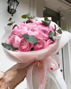 Photo of bouquet "Bouquet 17 Pink Ranunculus Paper Wrap “Blush Whisper” Ayia Napa" — Flower delivery in Ayia Napa, photo 1 of 1