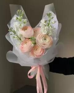 Photo of bouquet "Bouquet Pink Ranunculus 5 Matthiola 3 “Blush Whisper” Ayia Napa" — Flower delivery in Ayia Napa, photo 1 of 1