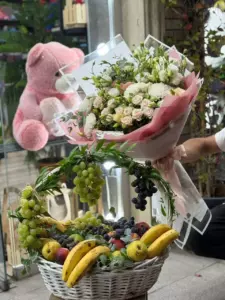 Photo of bouquet "Arrangement 13 Pink Spray Roses 10 Chrysanthemums “Blush Reverie” in Ayia Napa" — Flower delivery in Ayia Napa, photo 1 of 2