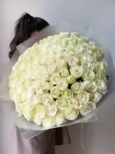 Photo of bouquet "Bouquet 101 White Roses “Silent Whispers” Ayia Napa" — Flower delivery in Ayia Napa, photo 1 of 2