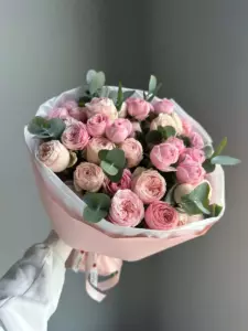 Photo of bouquet "Bouquet Peony Roses 13 Pink Peach Miranda Juliet “Desert Whisper” Ayia Napa" — Flower delivery in Ayia Napa, photo 1 of 1