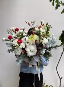 Photo of bouquet "Arrangement Dianthus 10 Chrysanthemum 9 Matthiola 7 “Winter Reverie” Ayia Napa" — Flower delivery in Ayia Napa, photo 1 of 1