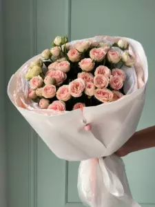 Photo of bouquet "Bouquet 9 Cream Pink Peony Roses Keira “Silken Whisper” Ayia Napa" — Flower delivery in Ayia Napa, photo 1 of 1