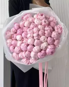 Photo of bouquet "Bouquet 65 Pink Peonies Paper Wrapping “Blush Reverie” Ayia Napa" — Flower delivery in Ayia Napa, photo 1 of 1