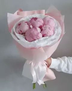 Photo of bouquet "Bouquet 5 Pink Peonies In Paper Wrapping “Blush Reverie” Ayia Napa" — Flower delivery in Ayia Napa, photo 1 of 1