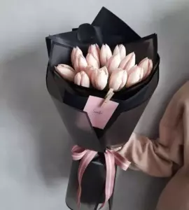 Photo of bouquet "Bouquet 15 Tulips Paper Wrapping “Silent Reverie” Ayia Napa" — Flower delivery in Ayia Napa, photo 1 of 1