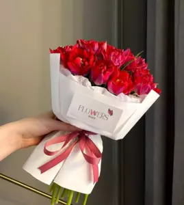 Photo of bouquet "Bouquet 13 Pink Tulips in Paper Wrapping “Desert Whisper” Ayia Napa" — Flower delivery in Ayia Napa, photo 1 of 1