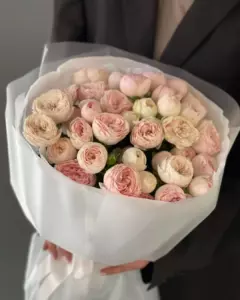 Photo of bouquet "Bouquet 15 Soft Peach Peony Roses “Whispered Reverie” Ayia Napa" — Flower delivery in Ayia Napa, photo 1 of 3