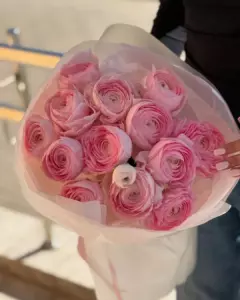 Photo of bouquet "Bouquet 13 Pink Ranunculus in Paper Wrapping “Whispering Petals” Ayia Napa" — Flower delivery in Ayia Napa, photo 1 of 3