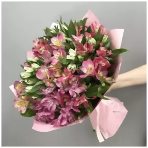 Photo of bouquet "Bouquet 21 Alstroemerias in Paper Wrapping “Desert Bloom” Ayia Napa" — Flower delivery in Ayia Napa, photo 1 of 1
