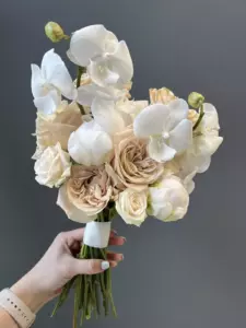 Photo of bouquet "Bouquet 13 Orchids Peonies Roses White Pink “Silent Reverie” Ayia Napa" — Flower delivery in Ayia Napa, photo 1 of 2