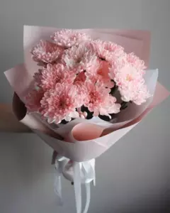 Photo of bouquet "Bouquet Of 9 White Chrysanthemums In Paper Wrapping “Silent Reverie” Ayia Napa" — Flower delivery in Ayia Napa, photo 1 of 1