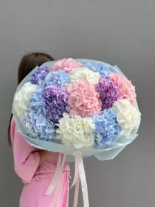 Photo of bouquet "Bouquet Hydrangea 15 Pink White Navy Blue “Whispered Reverie” Ayia Napa" — Flower delivery in Ayia Napa, photo 1 of 1
