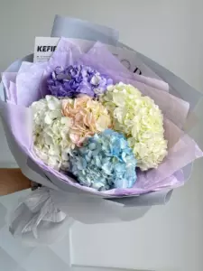 Photo of bouquet "Bouquet 7 White Hydrangeas Ribbons Wooden Elements “Whispering Breeze” Ayia Napa" — Flower delivery in Ayia Napa, photo 1 of 1