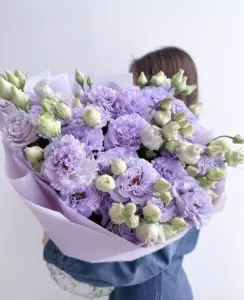 Photo of bouquet "Bouquet 13 Pink Eustoma Silk Ribbon Colored Kraft “Idea Bloom” Ayia Napa" — Flower delivery in Ayia Napa, photo 1 of 1
