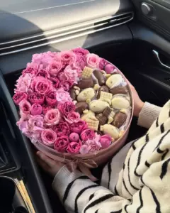 Photo of bouquet "Bouquet Peony Rose 13 Pink Rose 8 Hydrangea 3 “Desert Bloom” Ayia Napa" — Flower delivery in Ayia Napa, photo 1 of 3