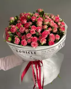 Photo of bouquet "Bouquet 21 Pink Spray Roses Paper Wrap “Silent Blush” Bali" — Bali - Flowers Delivery Flowers Place, photo 1 of 2