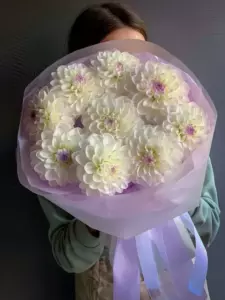 Photo of bouquet "Bouquet 9 Dahlias Paper Wrap “Silent Dusk” Bangkok" — Bangkok - Flowers Delivery Flowers Place, photo 1 of 1