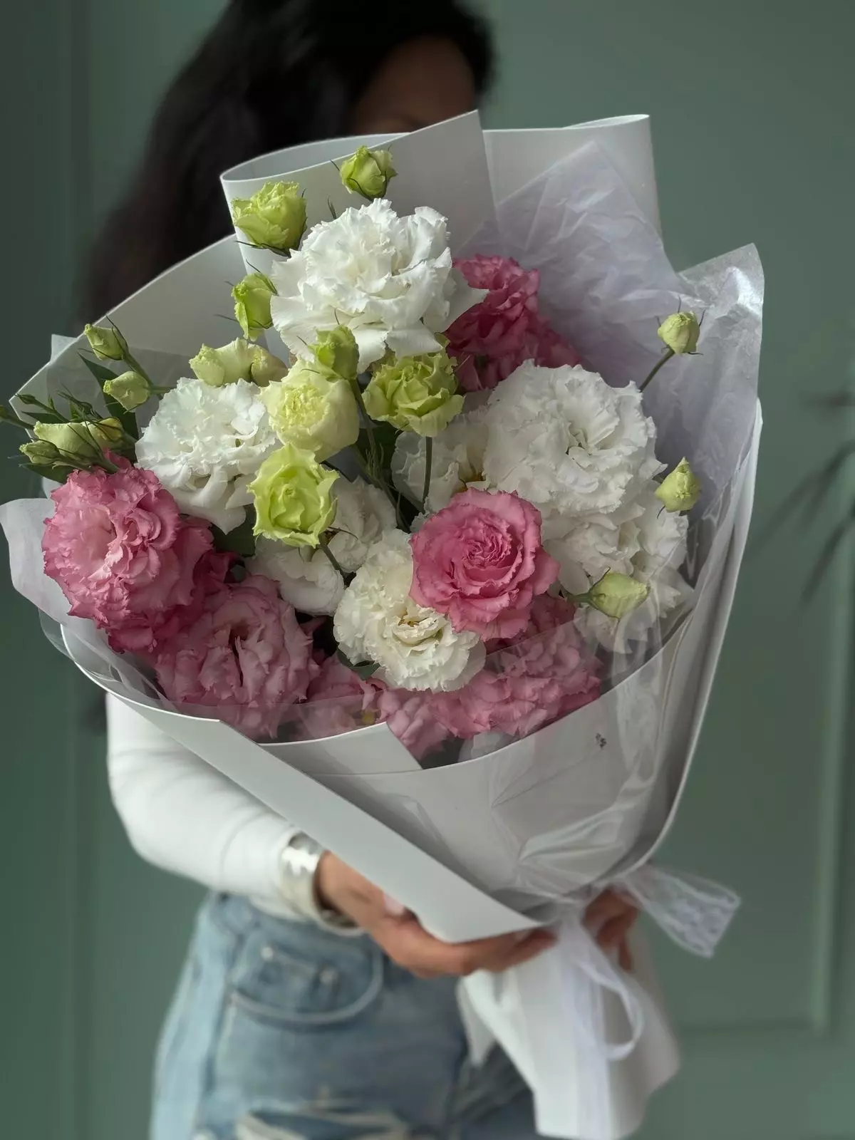Order bouquet Bouquet Eustoma 5 Pink White Chic Romantic “Whispering Petals” Bali with 9 flowers for 50 $, 50 $, 50 $ — photo 1 of 1