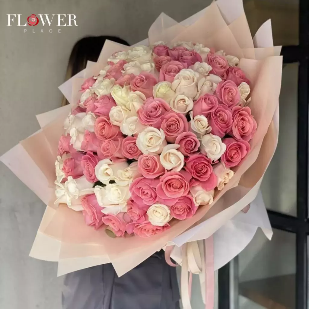 Bouquet 51 Pink Peony Roses Basket “Coral Murmurs” Bangkok