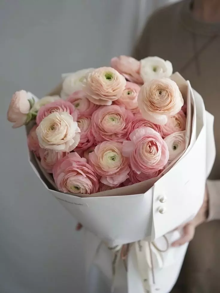 Bouquet 19 Pink Ranunculus Paper Wrapping “Blush Whisper” Ayia Napa