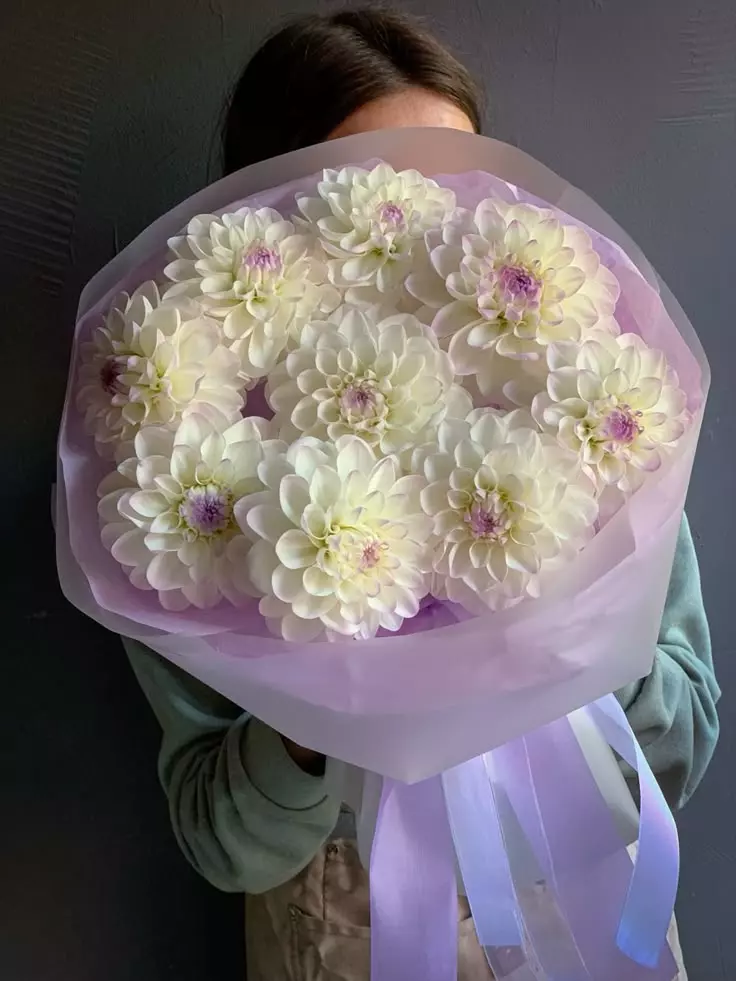 Bouquet 9 Dahlias in Paper Wrapping “Desert Bloom” Da Lat