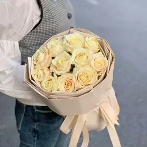 Photo of bouquet "Bouquet 11 White Roses Paper Wrap “Silent Whisper” Da Nang" — Flower Delivery in Da Nang | Flowers Place, photo 1 of 1
