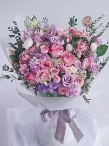 Photo of bouquet "Arrangement 23 Roses 14 Matthiola 11 Eustoma Da Nang “Whispering Mirage”" — Flower Delivery in Da Nang | Flowers Place, photo 1 of 1