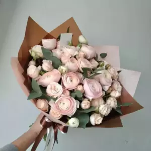 Photo of bouquet "Arrangement Ranunculus 11 Peony Rose 13 Cream Pink “Blush Reverie” Da Nang" — Flower Delivery in Da Nang | Flowers Place, photo 1 of 1