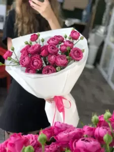 Photo of bouquet "Bouquet 5 Pink Peony Roses Paper Wrapping “Blush Reverie” Da Nang" — Flower Delivery in Da Nang | Flowers Place, photo 1 of 1