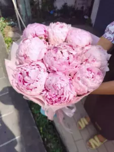 Photo of bouquet "Bouquet 9 Pink Peonies Paper Wrapping “Blush Reverie” Da Nang" — Flower Delivery in Da Nang | Flowers Place, photo 1 of 2