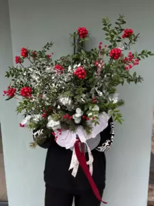 Photo of bouquet "Set Of Fir Branches And Rowan With Greenery Box M “Winter Whisper” Da Nang" — Flower Delivery in Da Nang | Flowers Place, photo 1 of 1