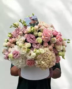 Photo of bouquet "Arrangement Peony Rose 21 Eustoma 15 Hydrangea 4 “Blush Reverie” in Da Nang" — Flower Delivery in Da Nang | Flowers Place, photo 1 of 2