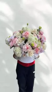 Photo of bouquet "Arrangement 13 Pink Roses 9 White Hydrangeas 9 Pink Orchids “Desert Bloom” Doha" — Flower delivery in Doha | Flowers Place, photo 1 of 1