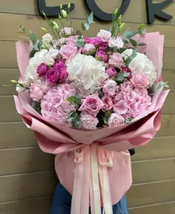 Photo of bouquet "Arrangement Peony 12 Rose 6 Hydrangea 5 “Blush Reverie” Dubai" — Dubai - Flowers Delivery Flowers Place, photo 1 of 1