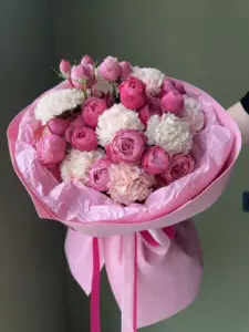Photo of bouquet "Bouquet Dianthus 9 Peony Rose 6 Miranda “Blush Reverie” Dubai" — Dubai - Flowers Delivery Flowers Place, photo 1 of 1