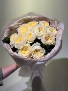 Photo of bouquet "Bouquet 11 Soft Peach Peony Roses Juliet “Whispered Reverie” Dubai" — Dubai - Flowers Delivery Flowers Place, photo 1 of 1