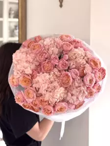 Photo of bouquet "Bouquet Peony Rose 15 Hydrangea 6 Soft Peach “Desert Whisper” Dubai" — Dubai - Flowers Delivery Flowers Place, photo 1 of 1