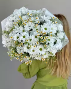 Photo of bouquet "Bouquet Chrysanthemums 15 Daisies 23 Cream White "Whispering Meadows" Dubai" — Dubai - Flowers Delivery Flowers Place, photo 1 of 1