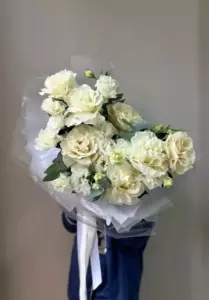 Photo of bouquet "Arrangement French Rose 9 Eustoma 10 White “Silent Reverie” Phuket" — Phuket - Flowers Delivery Flowers Place, photo 1 of 2