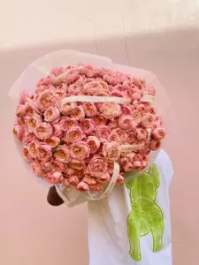 Photo of bouquet "Bouquet 101 Cream Pink Peony Roses “Silken Murmurs” Phuket" — Phuket - Flowers Delivery Flowers Place, photo 1 of 3