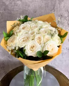 Photo of bouquet "Bouquet 21 Pink Roses Paper Wrap “Blush Whisper” Phuket" — Phuket - Flowers Delivery Flowers Place, photo 1 of 1