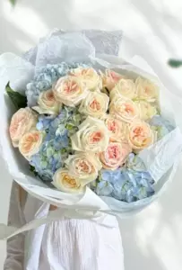 Photo of bouquet "Arrangement Hydrangea 4 Peony Rose 15 “Whispered Bloom” Phuket" — Phuket - Flowers Delivery Flowers Place, photo 1 of 2